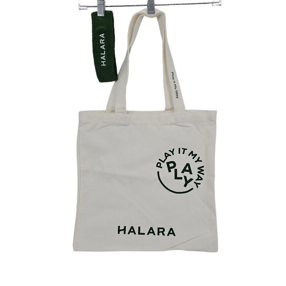 Halara Reuseable Canvas Top Handle Tote Bag and Terrycloth Hairband NEW in Bag - Picture 1 of 5